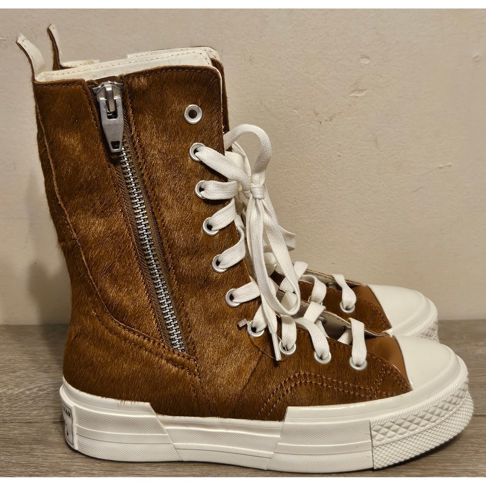 Converse Chuck Taylor 70 Plus X Hi Platform Brown Calf Hair Boots A13831C Size 6 - Picture 2 of 9
